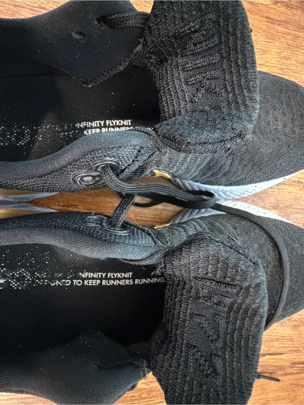 Nike React Infinity Running Flyknit Black Metallic Gold Women's Size 9